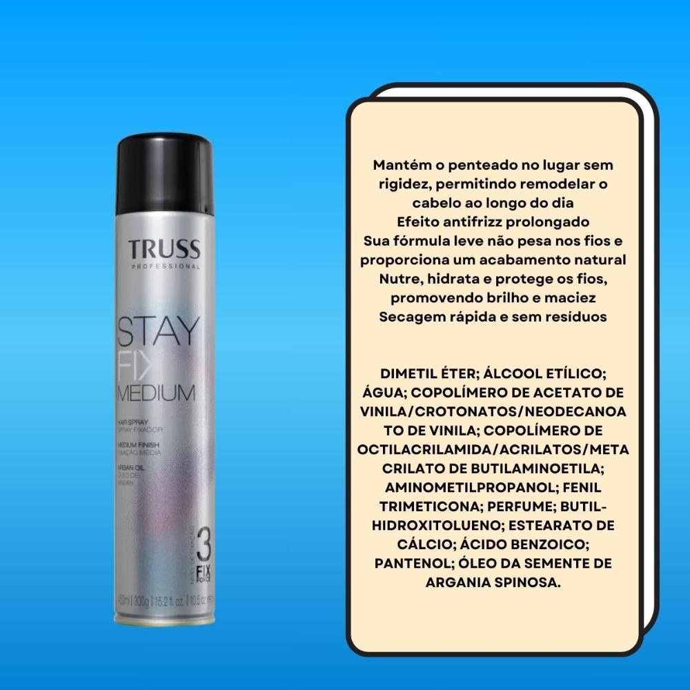 Truss Stay Fix Medium Spray Fixador 450ml — imagem 3 | Farmácia Resyla