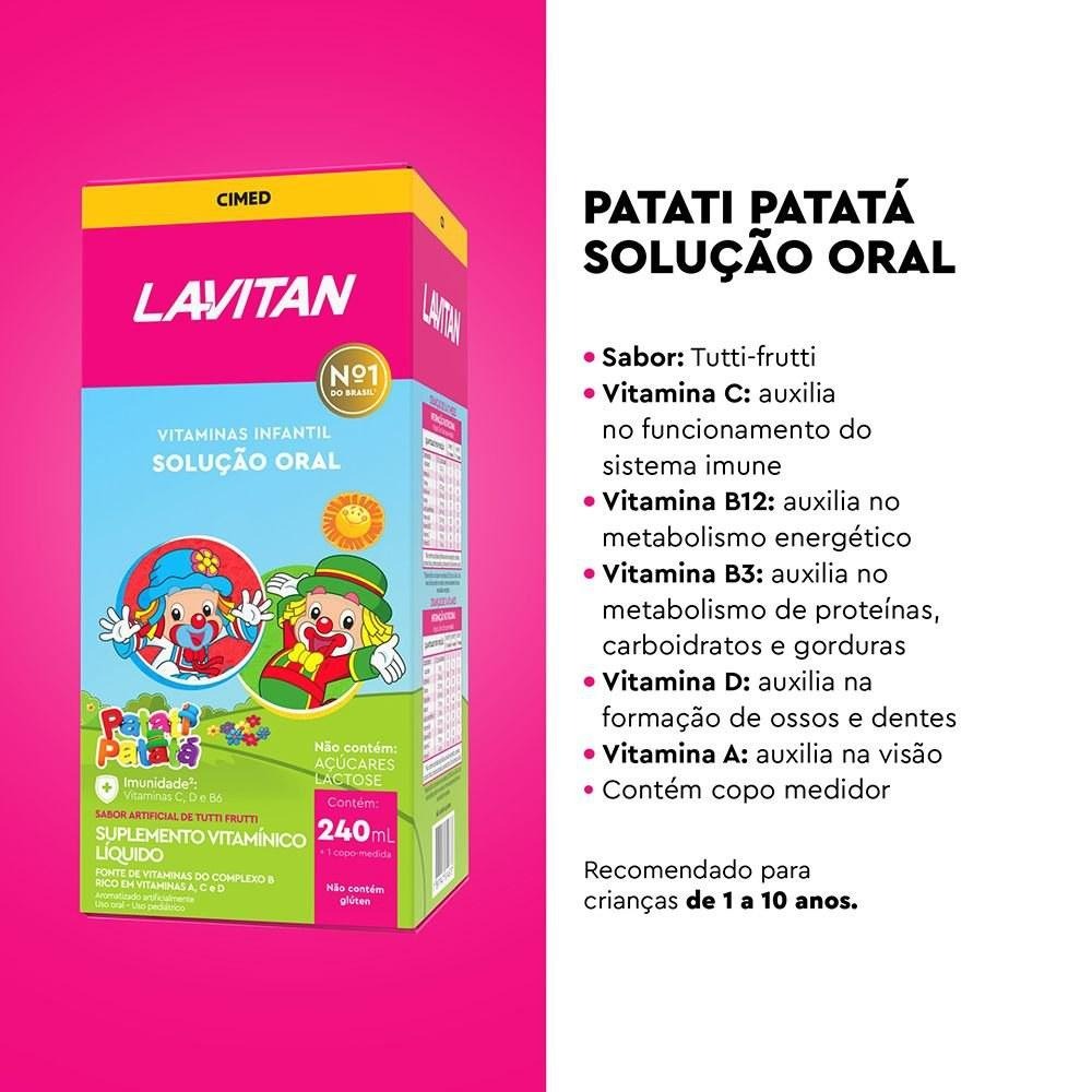 Vitamina Infantil Lavitan Solução Oral Tutti-Frutti Patati Patatá 240ML — imagem 2 | Farmácia Resyla